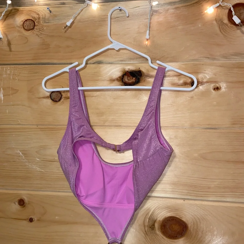 No Boundaries Junior's Lurex Solids Monokini One Piece Swimsuit - Picture 4 of 4